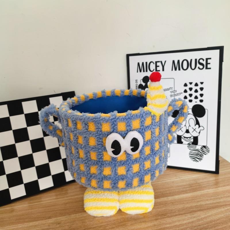 Little Monster Storage Basket Lamb Fleece Cotton Rope Finishing Basket Cute Cartoon Storage Basket Tabletop Ornament
