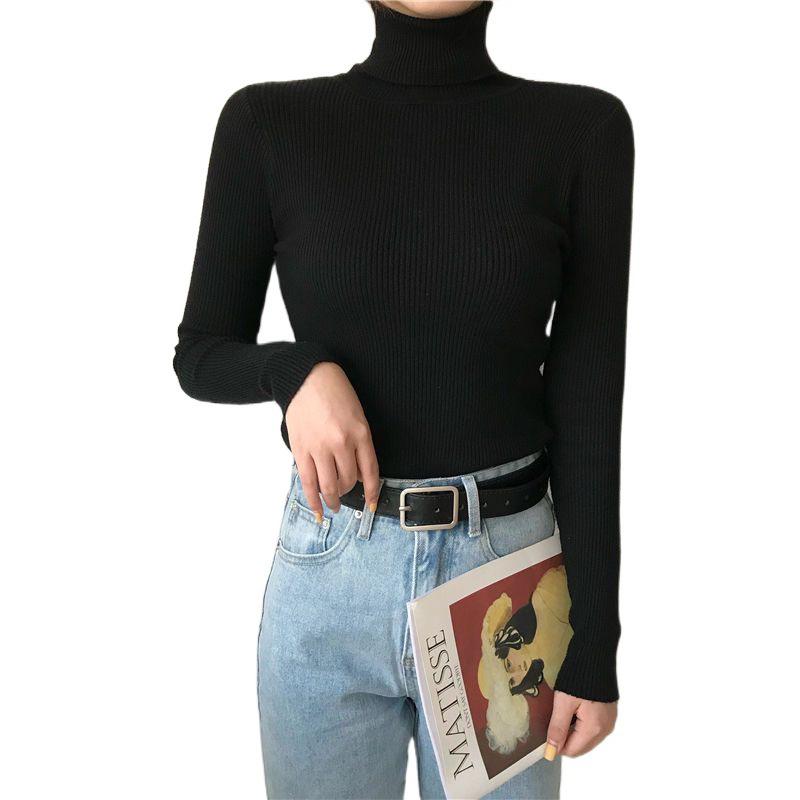 Women's Slim Fit High Neck Knitted Sweater: Versatile for Autumn and Winter