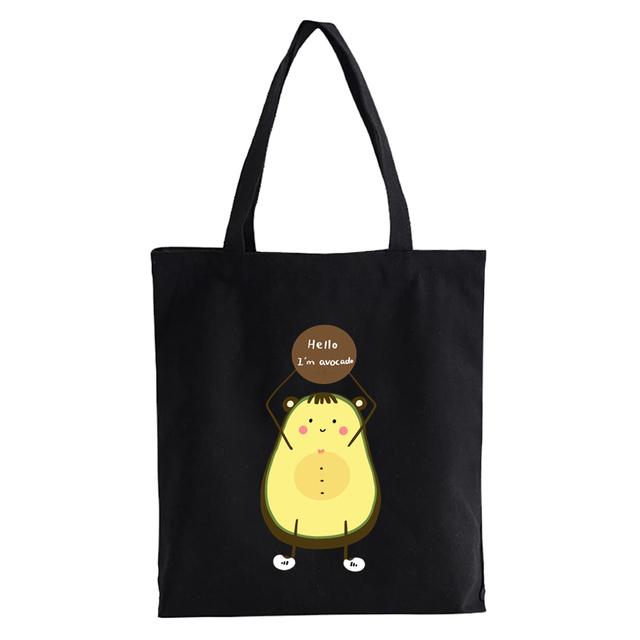 Cartoon avocado Print Canvas Shopping Tote Bag Reusable Women Shopper Bag Fashion Kawaii Female Eco Handbag