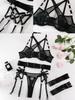 Sexy Lace Garter Lingerie Set Hot Women Bondage Underware Open Bra Anal Slave Role Play Bodysuit Erotic Sets Onlyfans Outfit