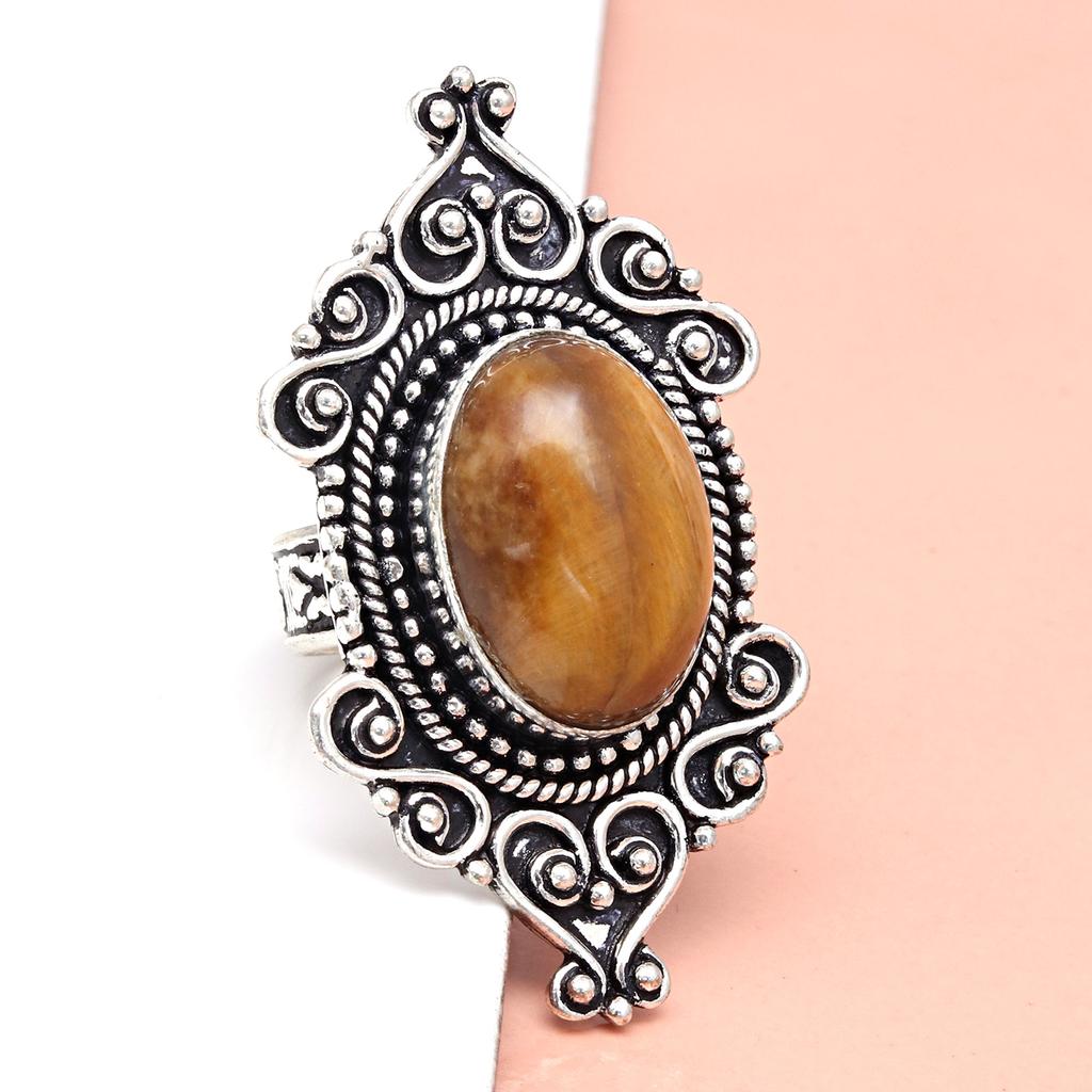 Tiger's Eye Gemstone Handmade Silver Jewelry "7"