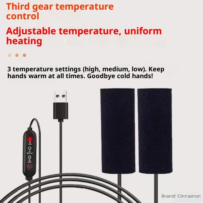 Motorcycle Heated Grips Cover USB Electric Heating Waterproof Removable Handlebar Warmer for Bicycle, Motorcross & Cold Rides