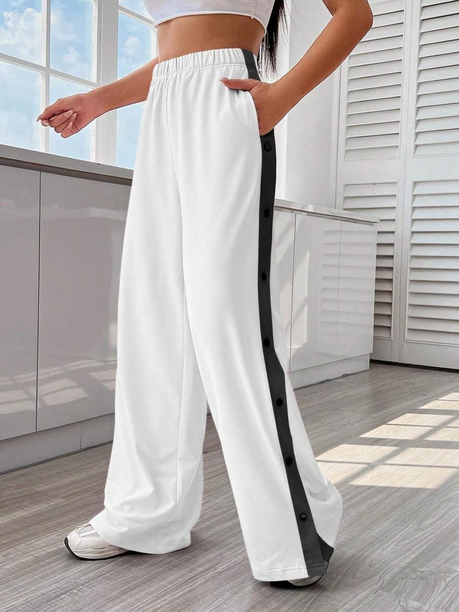 

Fall Winter Casual Sports Pants Loose Wide Leg Pants Women s Fashion XXL білий