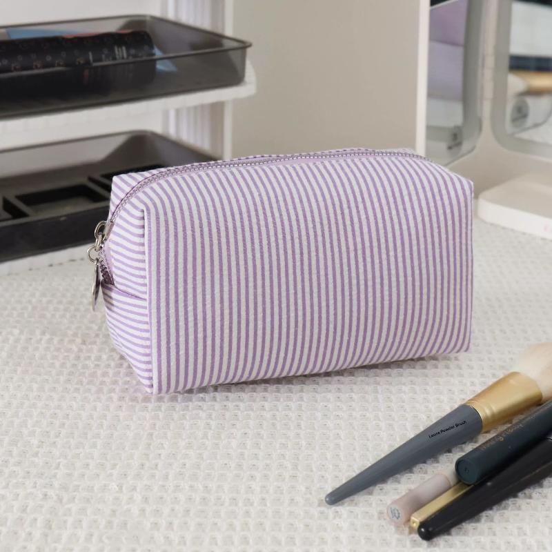 Borsa per Cosmetici a Strisce Fresca Semplice Grande Capacità Borsa per Trucco Astuccio per Matite Borse per Articoli da Toeletta da Viaggio Custodia per Articoli da Toeletta