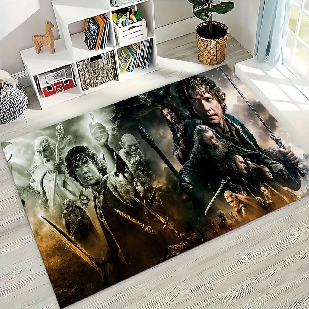 3D L-Lord of The Rings H-Hobbit Movie Board Rug for Bedroom Living Room Sofa Home Doormat Decor, Large Kids Non-slip Floor Mat