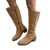 Suede High Tube Suede Low Heel Knight Boots Women's Winter New Large Size Pointed Side Zipper Fashion Boots
