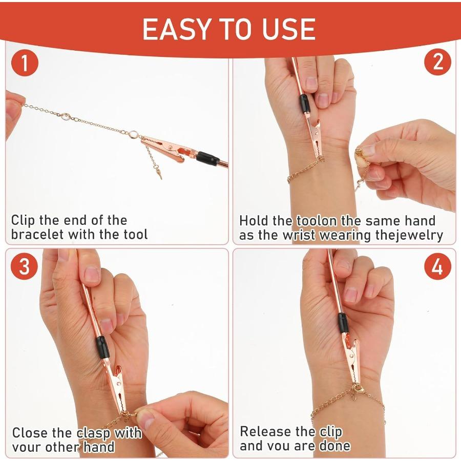 1PC Jewelry Clasp Helper, One-Hand Bracelet & Necklace Fastener Assistant Tool, Easy Lock Clips for Women