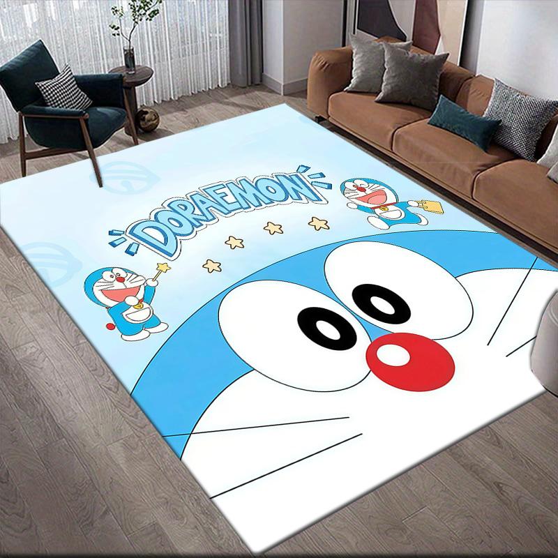 Doraemon3 Flannel Pattern Square Carpet,Area Rug,Carpet Rug for Living Room Bedroom Sofa Playroom Decor,Non-slip Floor Mat