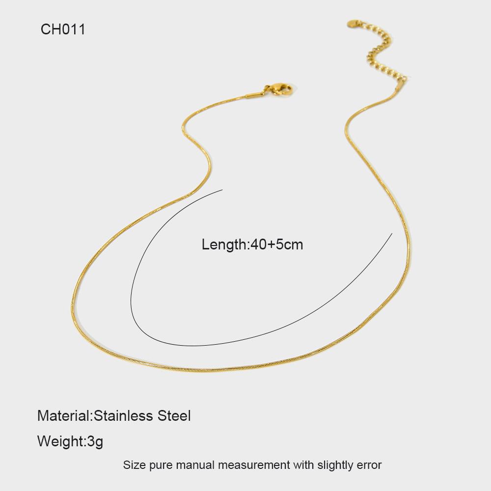 Simple Electroplated 18K Gold Stainless Steel Basic Necklace Color Retention Waterproof DIY Versatile Chain Accessories