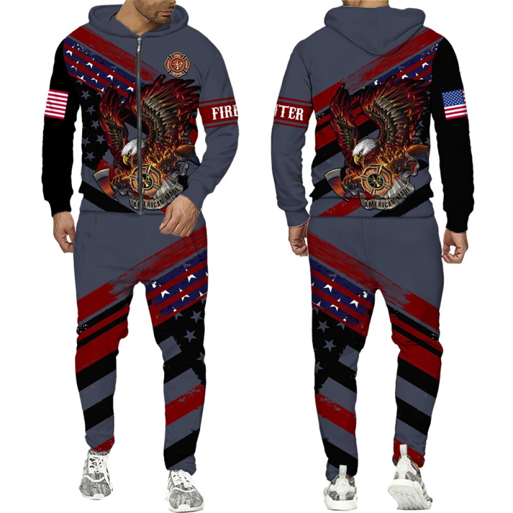 

Мужская толстовка с 3D принтом пожарного/толстовка на молнии/брюки/комплект, униформа пожарного, карнавальный костюм, весенне-осенняя уличная одежда, одежда 3XL