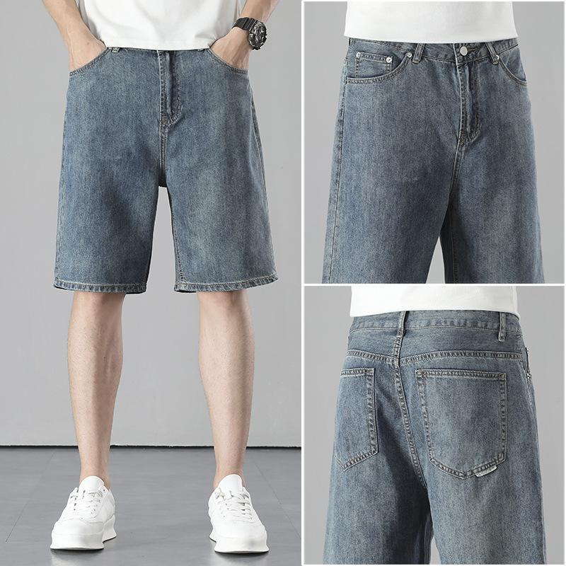 

Tencel Lyocell Shorts Men s Summer Short Cool Ice Silk Loose Wide-leg Versatile Thin Trendy Five-quarter Pants 40 синій
