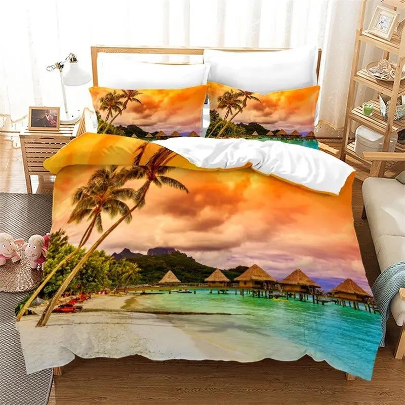 Beach Scenery Duvet Cover Summer Hawaii Landscape Bedding Set Twin Full King For Girl Boys M