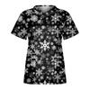 Women's Christmas  Dress Printed Short Sleeve V-Neck Top  Workwear Casual Pocket Top
