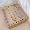 Round Agate Temperament Personality Minimalist Furnace Real Gold Necklace Female Collarbone Chain