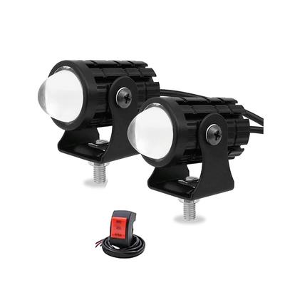 Roczential Set of 2 Motorcycle Fog Lamps, LED, 8-80V, 2 Color Switching, White, Yellow,