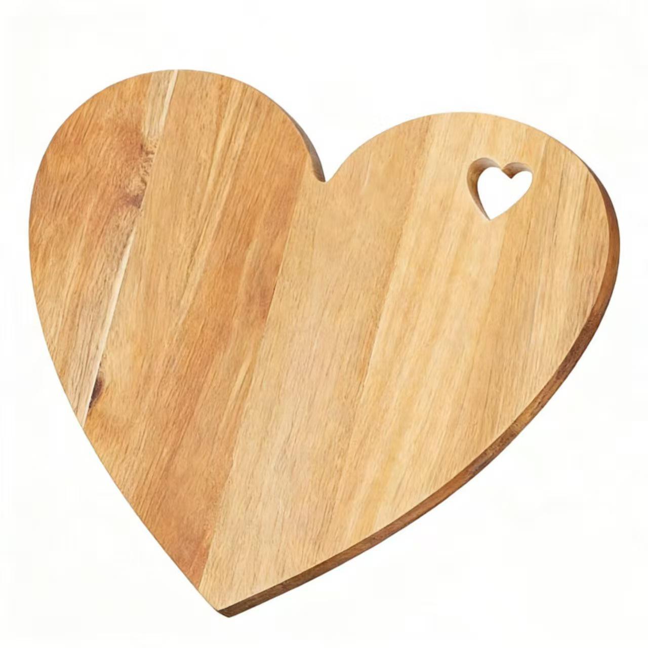 Heart-Shaped Acacia Wood Multi-Functional Cutting & Cheese Board Small Acacia Wood (30.5*25.5*1.5cm)