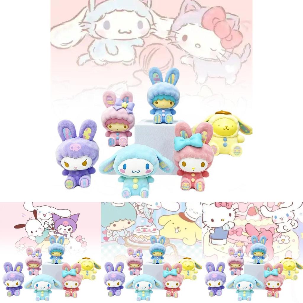 Adorable Sanrio Pvc Figure Collection Cute Sitting Cinnamon Dog Kuromi My Melody Toy Gift