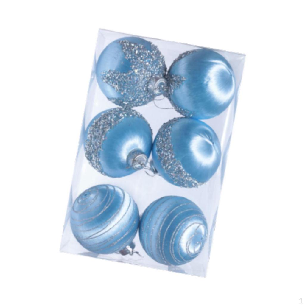 6Pcs Christmas Ball Ornaments Hanging Shatterproof Balls Decorative Bauble for