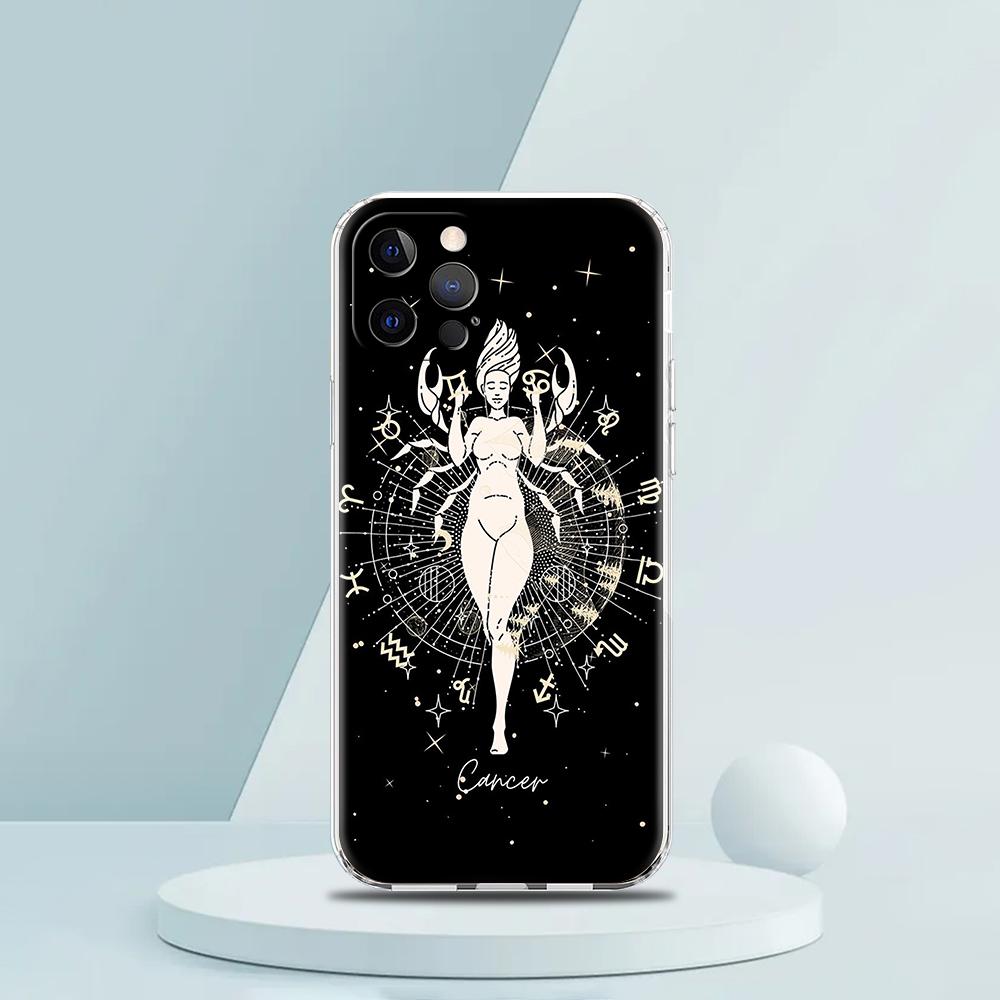 Zodiac Case for iPhone 16 15 14 13 12 Pro Max Cover Transparent Soft for iPhone 11 Pro Max 7 8 Plus XS XR Shell Coque Capas Bags