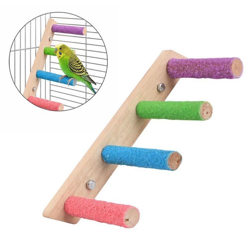 Wood Parrot Ladder Colorful Perches Bird Climbing Toy New Bird Bridge Parrot Toys
