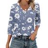 Women's Fashion Casual Three-quarter Sleeve Raglan Sleeve Vintage Floral Print V-Neck Top