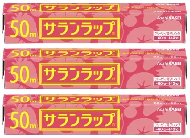 

купуйте для чудового набору Saran Wrap 22см x 50м x 3 штуки Нарізає 50м, які можна використовувати довго Також корисний у часи [Оптова цінність] легко! час!