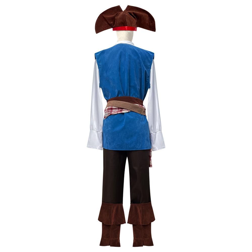 Costume Cosplay Capitano Pirata Vichingo Marinaio Caraibico Halloween Gioco Ruolo Uniforme