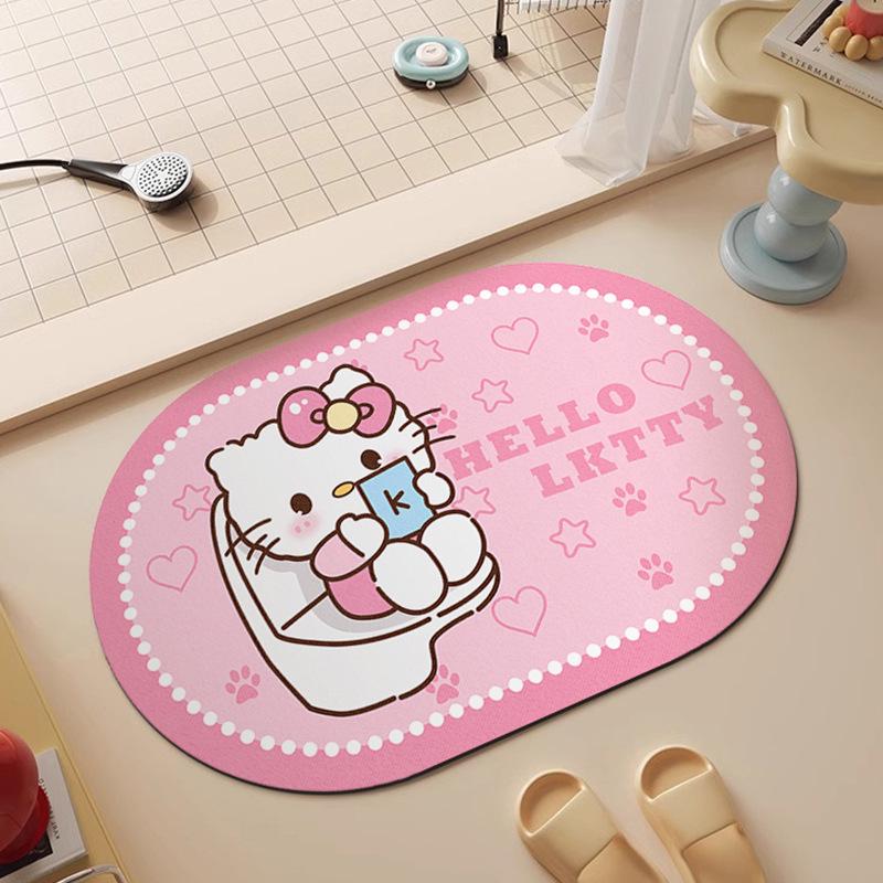 Hello Kitty Quick-Dry Non-Slip Diatomaceous Earth Bath Mat - Absorbent and Easy to Clean