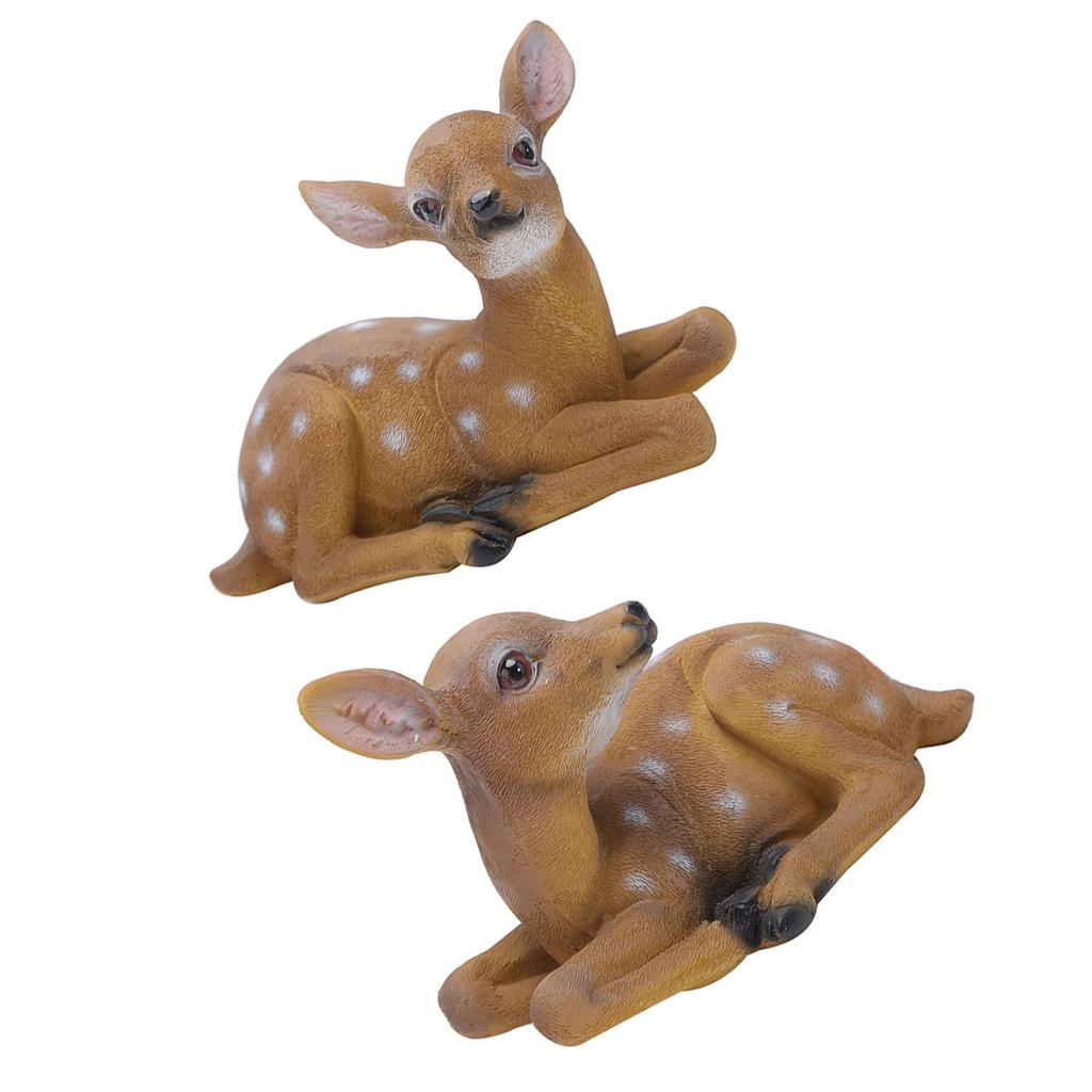 2 Buc. Statuie Cerb Sika Sculptură Ornamente Model Animal Artizanat Artă Decor Ornament Grădină Exterioară