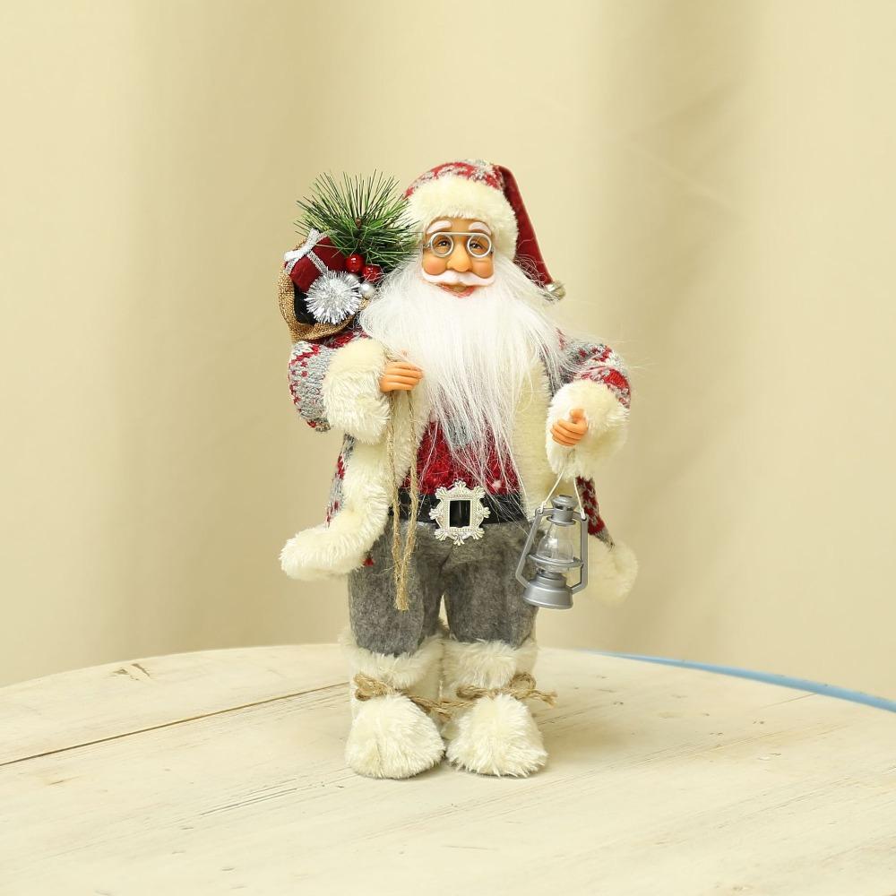 Stehende Weihnachtsmannfigur mit Brille Weihnachtsschmuck Klassische Weihnachtsmannpuppe Navidad