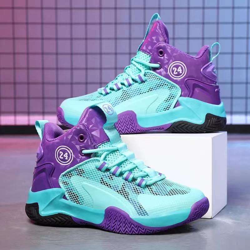Mode Herbst 2024 Kinder Hohe Basketballschuhe Jungen Mesh Basketballstiefel Rutschfeste Gummisohle Große Kinder Fitness Freizeit Sneaker