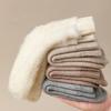 1 Pair Women Winter Socks Mid-tube Thickened Warm Soft Plush No Odor Solid Color High Elasticity Anti-slip Sweat-absorption Anti-shrink Sports Socks