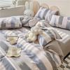 Sleep Grid Cotton Cartoon Printed Student Dormitory 3-Piece Set Home 4-Piece Set