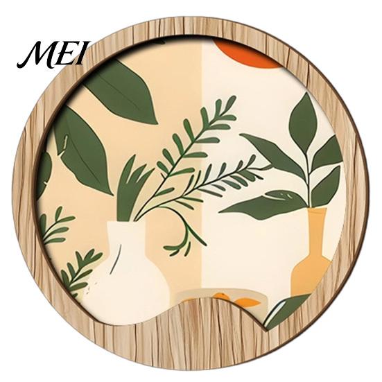 Nature Art Prints for Home Wall Nordic Wooden Sign, Round Botanical Landscape Hanging Decor Living Unique Housewarming Gifts Friends Room Bedroom,