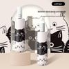 Large Automatic Three-Fold Umbrella: Kitten Design, Black Glue, for Sun and Rain