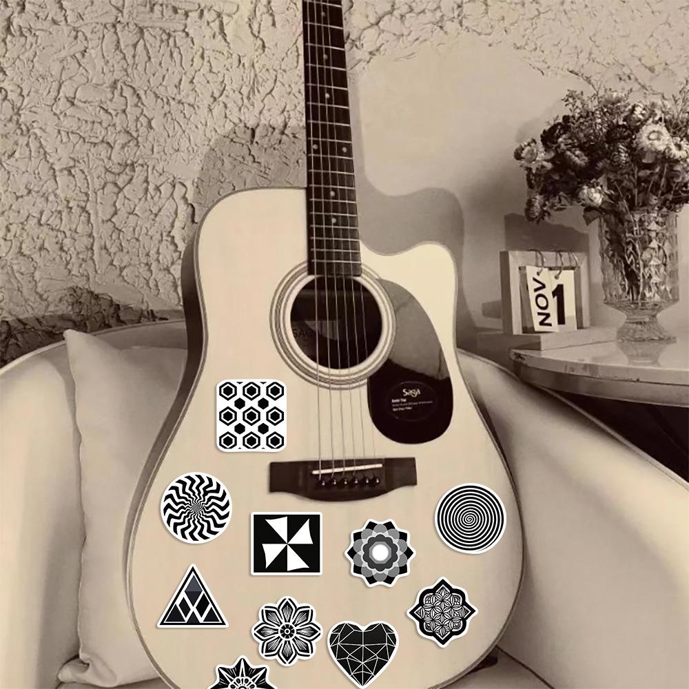 52 Black and White Geometric Pattern Graffiti Stickers Guitar Notebook Suitcase DIY Waterproof Stickers