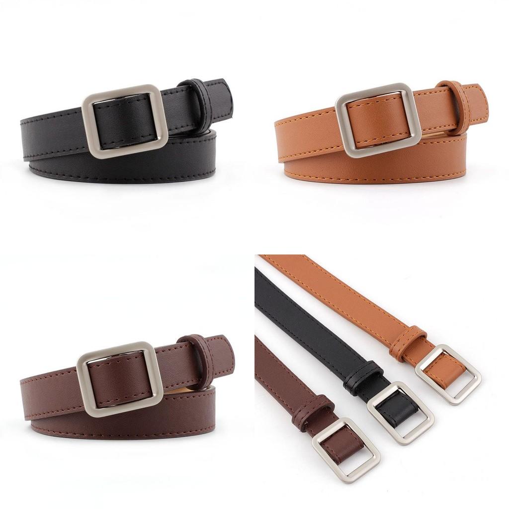 Faux Upscale Womens Leather Belt With Refined Rectangle Silver Buckle In Classic Black And Elegant Colors