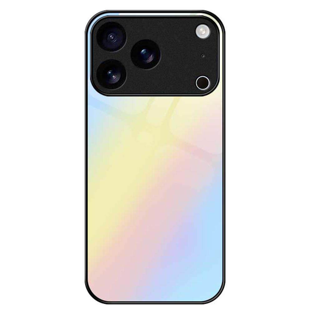 For iPhone 17 Pro Max Case TPU PC Tempered Glass Pattern Printing Phone Back Cover