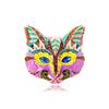 Rhinestone Cat Enamel Brooch Exaggerated Vintage Collar Pin Temperament Drip Oil Brooch  Decoration