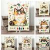 Painting Cute Kitten Throw Lightweight 240g Flannel Blanket Soft Skin-friendly for Summer Cooling