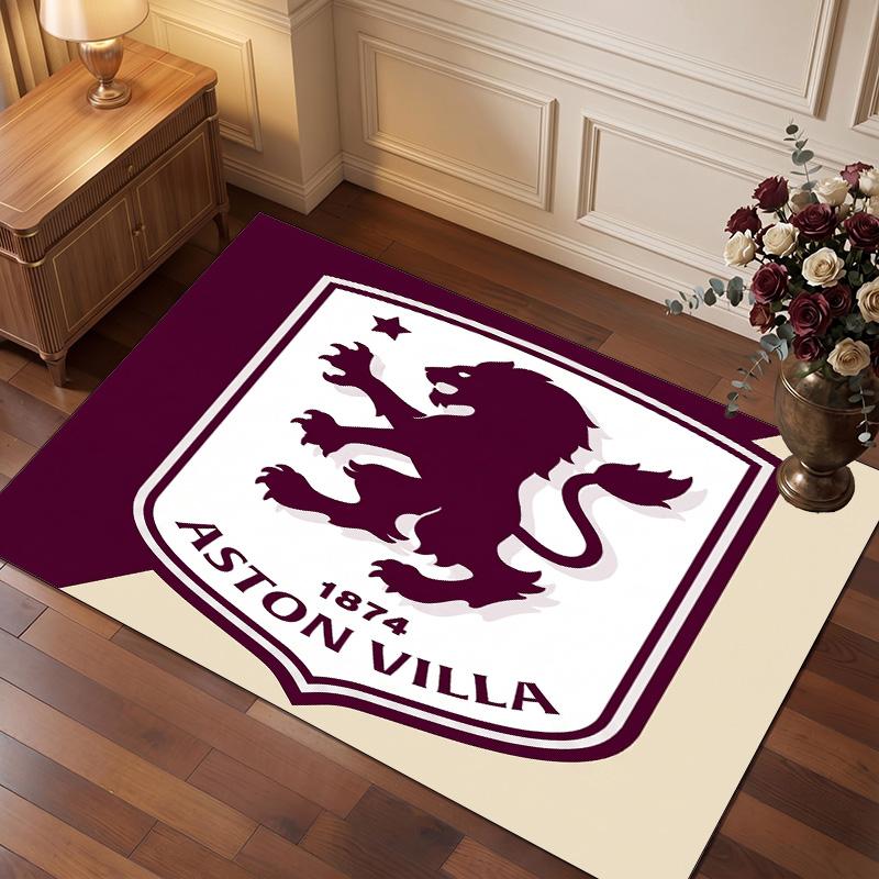 Tappeto in Velluto di Cristallo con Stampa Calcio Aston Villa, Comodo Assorbente d'Acqua Antiscivolo Tappeto per Pavimenti Interni