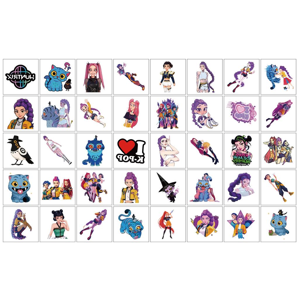 40pcs KPOP Witch Hunt Anime Cartoon Temporary Tattoo Stickers Set Creative Kids Gift Merchandise Collection for Fans