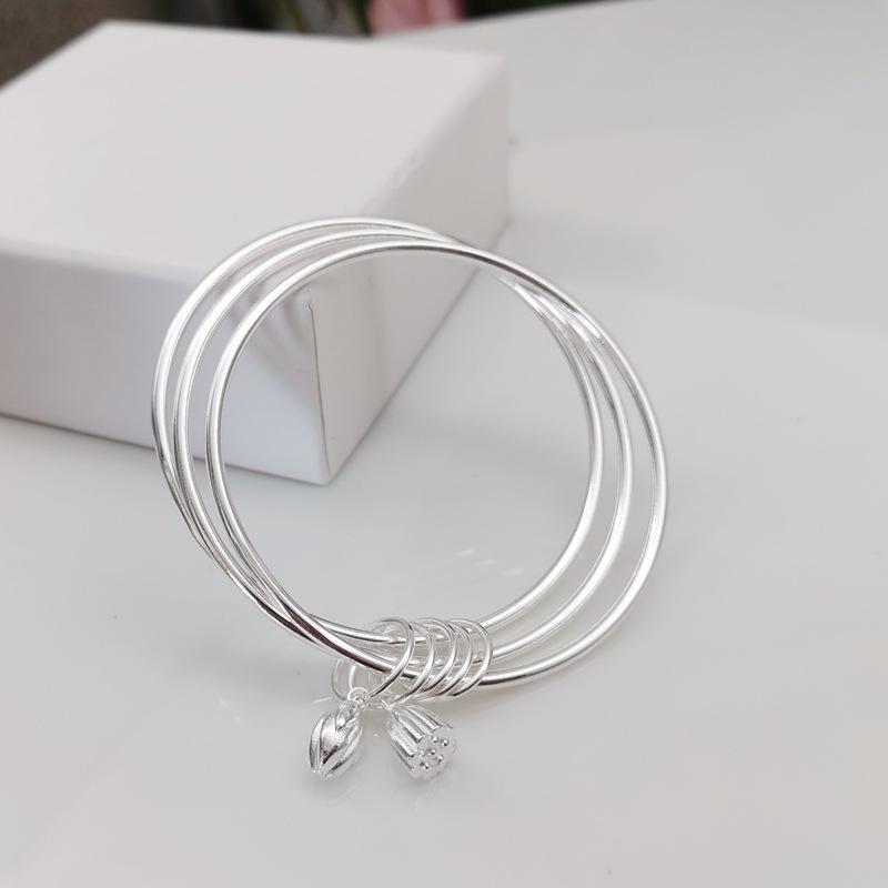 Twice Happy Bracelet for Women, Simple Jewelry, Sweet and Fresh, Lotus Peng, Three Lives, Three Lives, Smooth Face Bracelet for Girlfriend