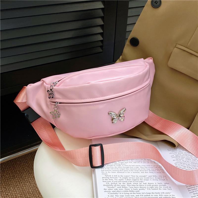 Trendy Unisex Pu Chest Bag Stylish And Versatile Waterproof Sling Bag For Outdoor Cycling розовый