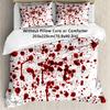 Horror Duvet Cover Set, Splashes of Blood Grunge Style Bloodstain Horror Scary Zombie Halloween Themed Print, Decorative 3pcs
