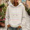Women's Striped Print Casual Long Sleeve Hoodie with Pocket and