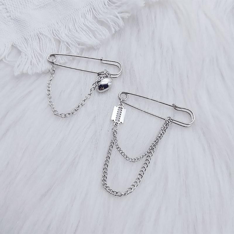 Gothic Brooch Cross /Blade/Five-Pointed Star /heart Paper Clip Lapel Pin Brooch Fashion Sneaker Badge Shirt Collar Accessory
