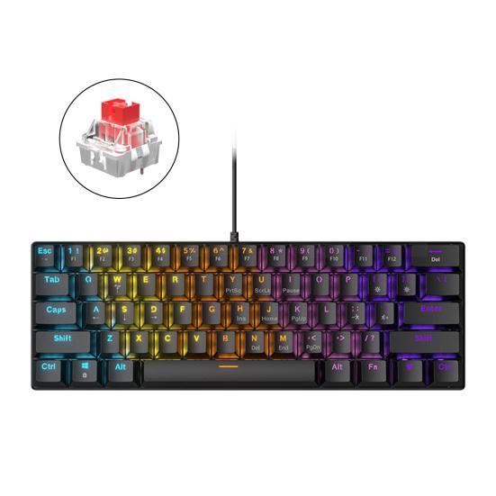 61-клавишная механическая клавиатура с эффектами RGB-подсветки, эргономичный дизайн, регулируемая универсальная проводная игровая клавиатура Plug-Play