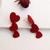 Girl Soft Girl~ Burgundy Love Earrings Retro Red Splicing Earrings Korean Simple and Cute Ear Clips Earrings Women