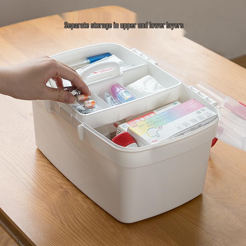 Portable Multi-layer Plastic First Aid Kit with Logo Printing Option